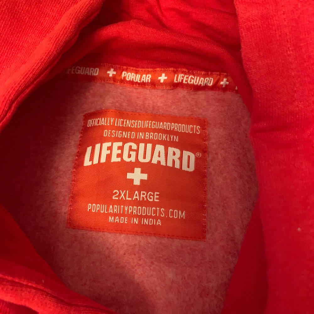 Lifeguard Red Hoodie Adult 2XL NWT Official Licensed Pullover Sweatshirt - Picture 3 of 4